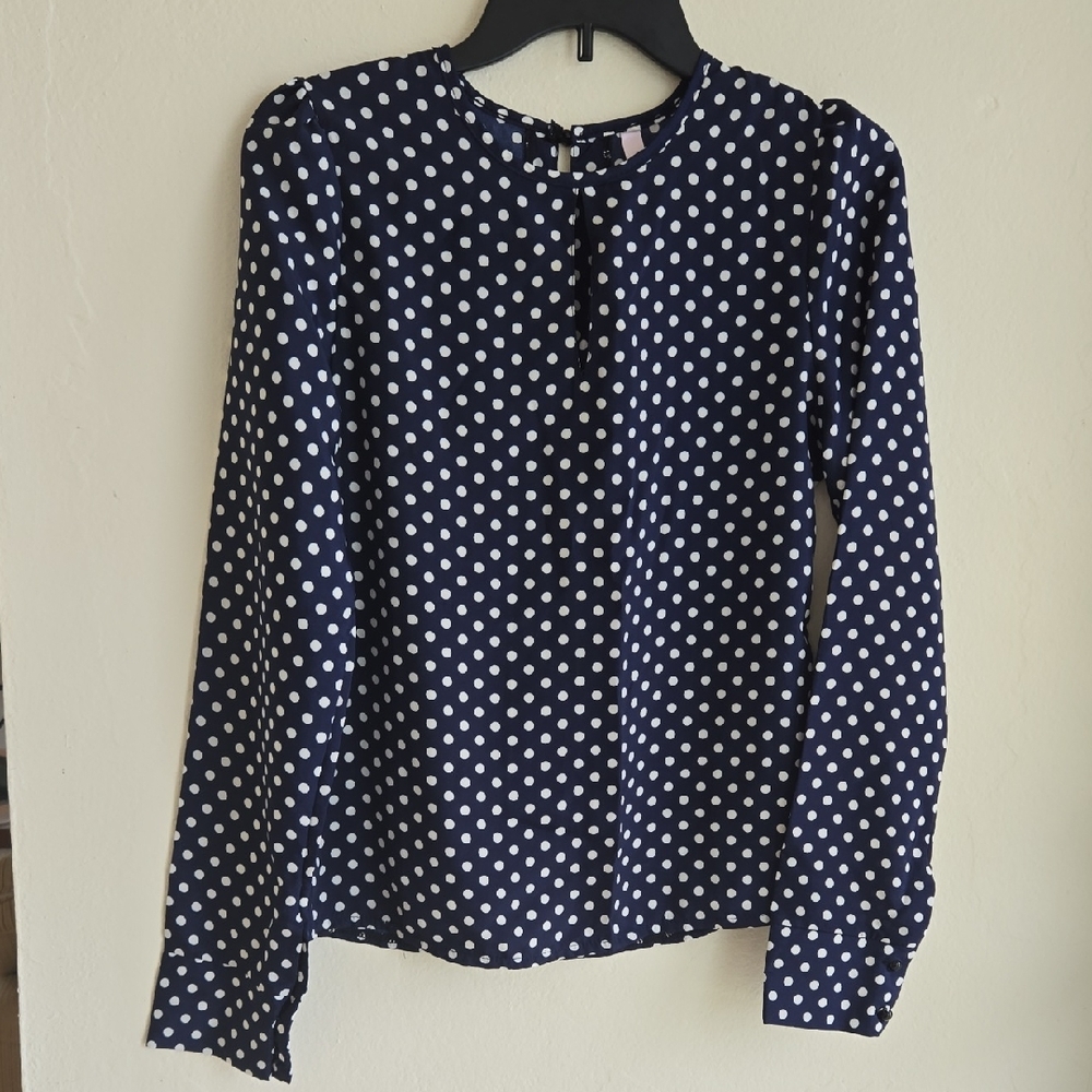 Navy Polka Dot Women's Top